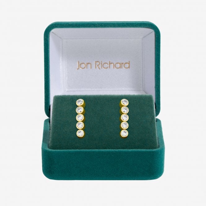 jon richard Jon Richard 14ct Gold Plated and Crystal Cubic Zirconia Tennis Earrings - Gift Box