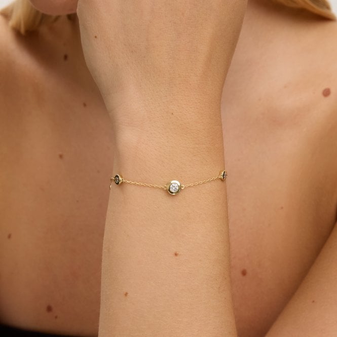 Jon Richard Jon Richard 14ct Gold Plated And Cubic Zirconia Bezel Station Bracelet