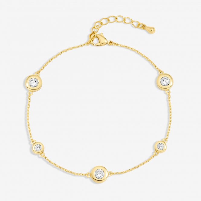 jon richard Jon Richard 14ct Gold Plated and Cubic Zirconia Bezel Station Bracelet