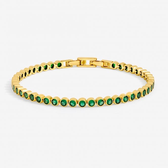Jon Richard Jon Richard 14ct Gold Plated And Emerald Cubic Zirconia Tennis Bracelet - Gift Box