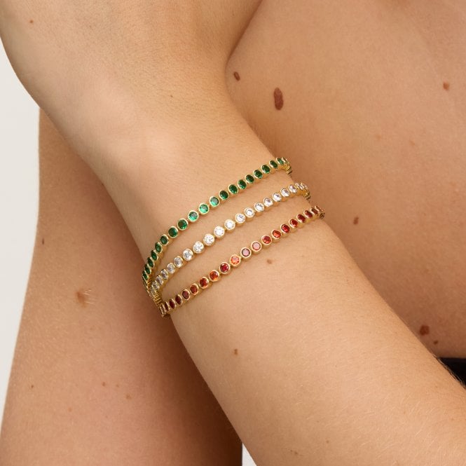 Jon Richard Jon Richard 14ct Gold Plated And Emerald Cubic Zirconia Tennis Bracelet - Gift Box