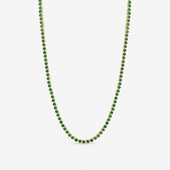 Jon Richard Jon Richard 14ct Gold Plated And Emerald Cubic Zirconia Tennis Necklace - Gift Box