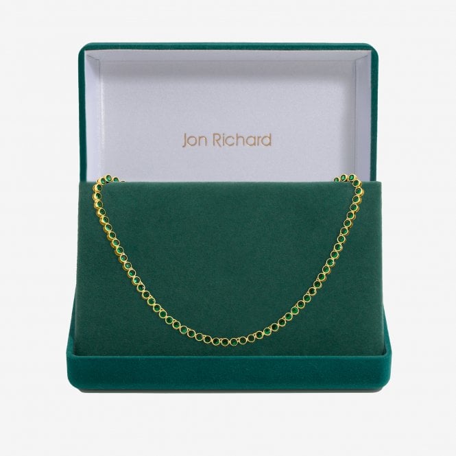 jon richard Jon Richard 14ct Gold Plated and Emerald Cubic Zirconia Tennis Necklace - Gift Box