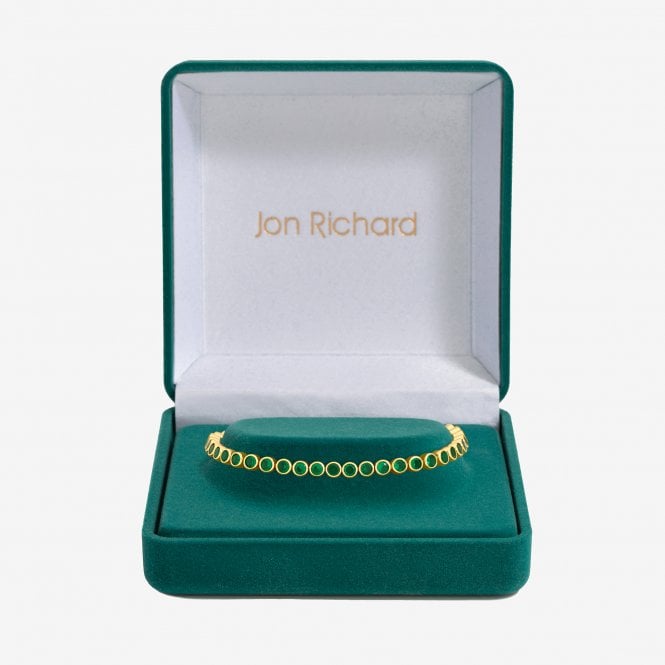 jon richard Jon Richard 14ct Gold Plated and Emerald Cubic Zirconia Tennis Bracelet - Gift Box