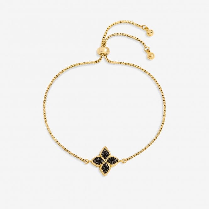 jon richard Jon Richard 14ct Gold Plated and Jet Druzy Stone Clover Bracelet