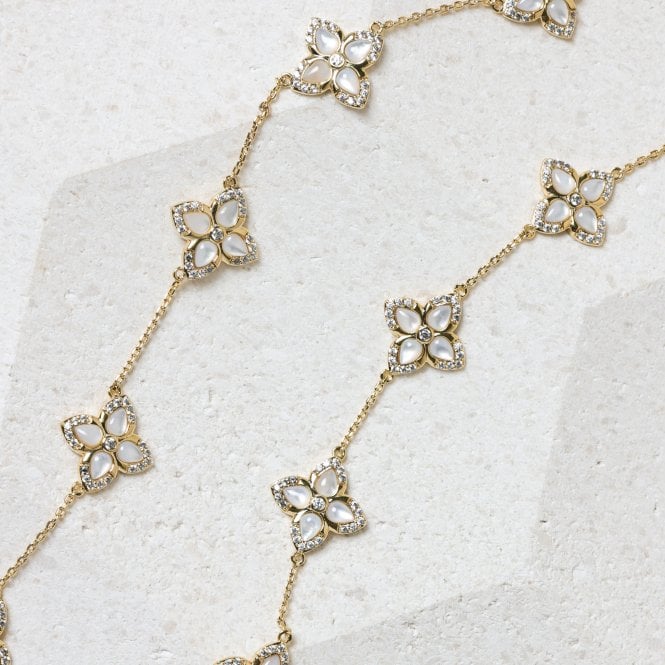 Jon Richard Jon Richard 14ct Gold Plated And Mother Of Pearl Clover Necklace