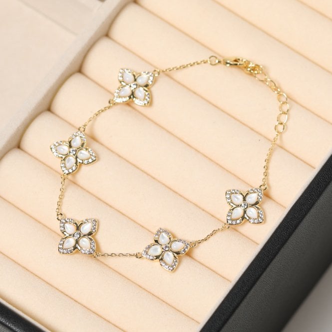 Jon Richard Jon Richard 14CT Gold Plated And Mother Of Pearl Clover Bracelet