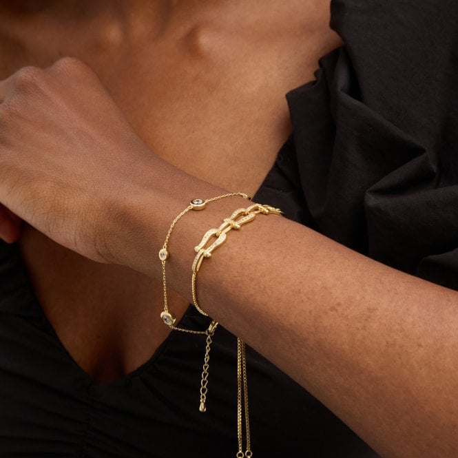 Jon Richard Jon Richard 14ct Gold Plated And Pave Link Toggle Bracelet