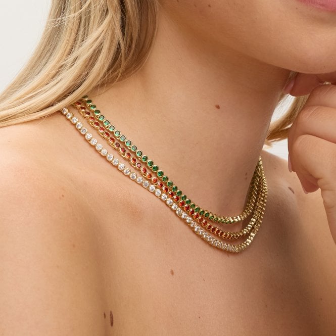 Jon Richard Jon Richard 14ct Gold Plated And Red Cubic Zirconia Tennis Necklace - Gift Box