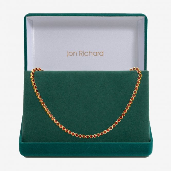 jon richard Jon Richard 14ct Gold Plated and Red Cubic Zirconia Tennis Necklace - Gift Box