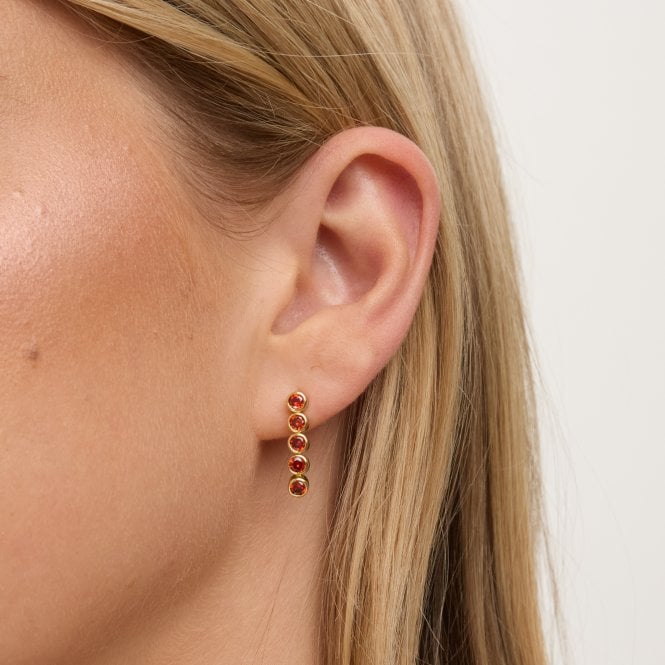 Jon Richard Jon Richard 14ct Gold Plated And Red Cubic Zirconia Tennis Earrings - Gift Box