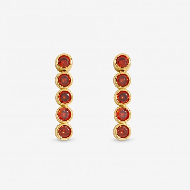 Jon Richard Jon Richard 14ct Gold Plated And Red Cubic Zirconia Tennis Earrings - Gift Box