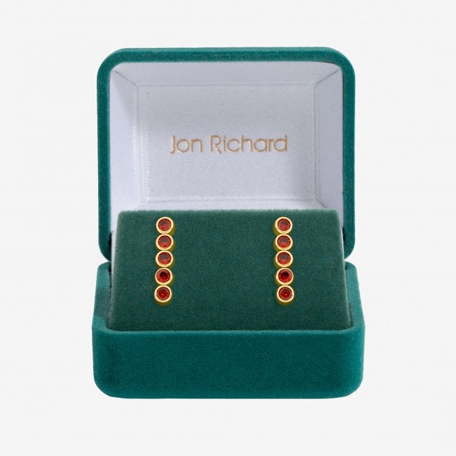 jon richard Jon Richard 14ct Gold Plated and Red Cubic Zirconia Tennis Earrings - Gift Box