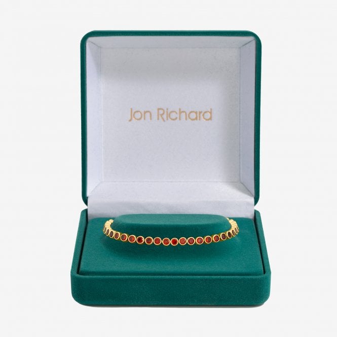 jon richard Jon Richard 14ct Gold Plated and Red Cubic Zirconia Tennis Bracelet - Gift Box