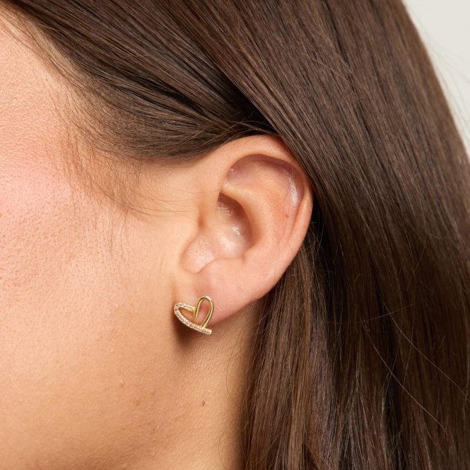 Jon Richard Jon Richard 14ct Gold Plated Crystal And Polished Heart Studs