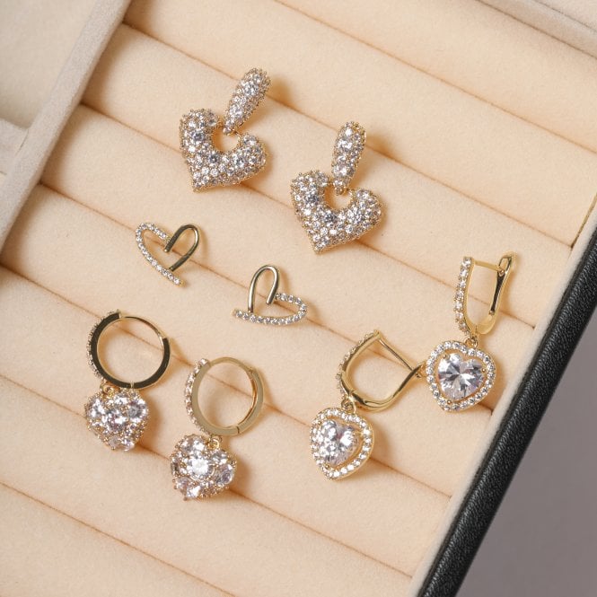 Jon Richard Jon Richard 14ct Gold Plated Crystal And Polished Heart Studs
