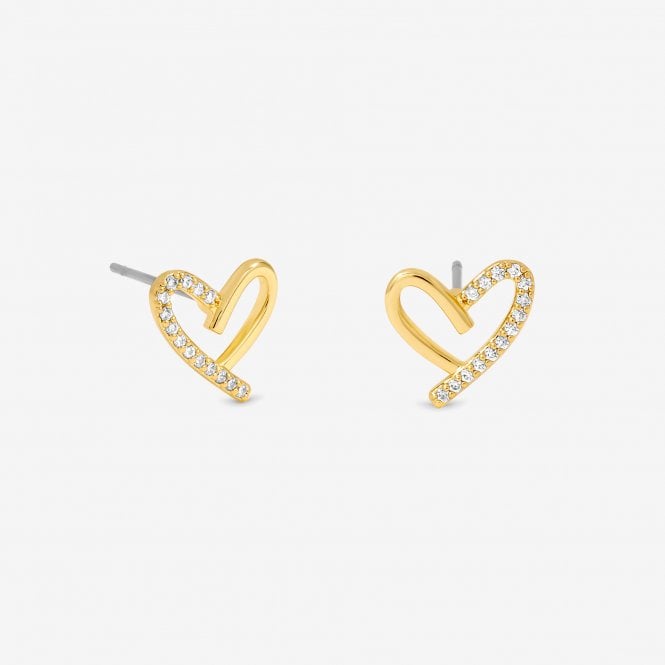 jon richard Jon Richard 14ct Gold Plated Crystal and Polished Heart Studs