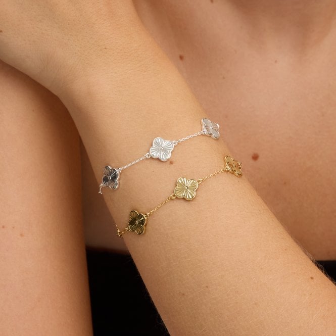 Jon Richard Jon Richard 14ct Gold Plated Diamond Cut Clover Bracelet