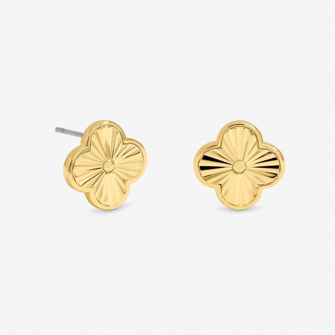 jon richard Jon Richard 14ct Gold Plated Diamond Cut Clover Earrings