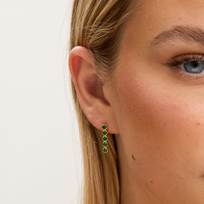 Jon Richard Jon Richard 14K Gold Plated And Emerald Cubic Zirconia Tennis Earrings - Gift Box