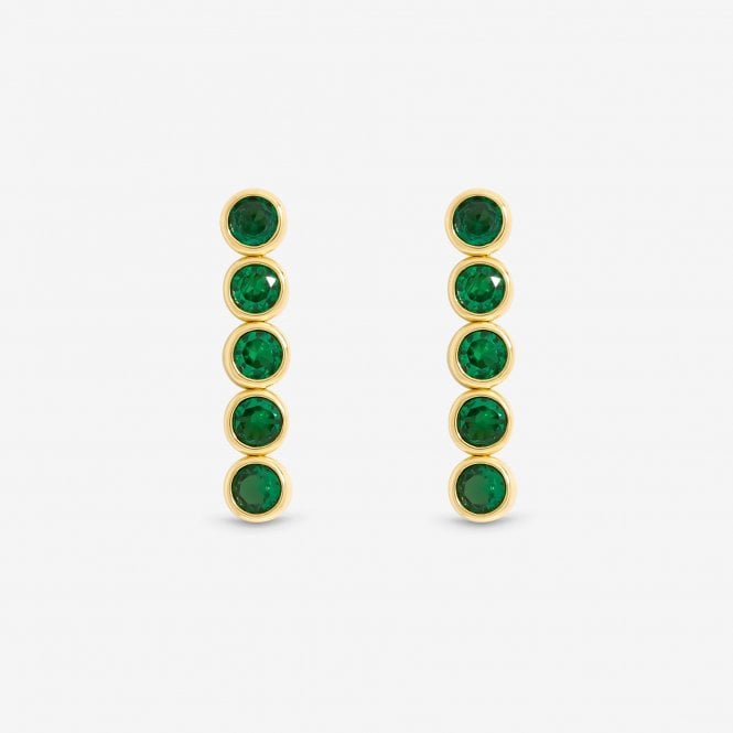 Jon Richard Jon Richard 14K Gold Plated And Emerald Cubic Zirconia Tennis Earrings - Gift Box