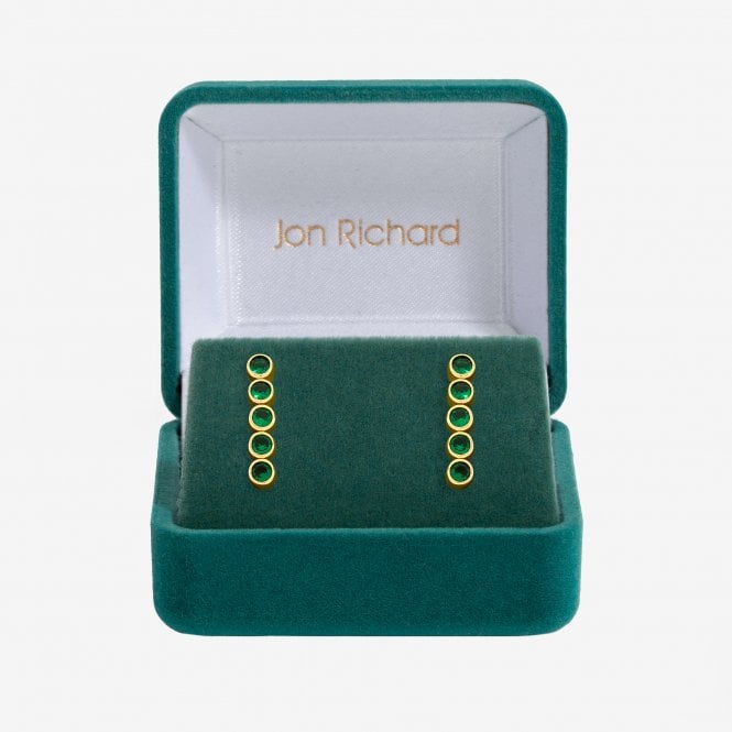 jon richard Jon Richard 14K Gold Plated and Emerald Cubic Zirconia Tennis Earrings - Gift Box