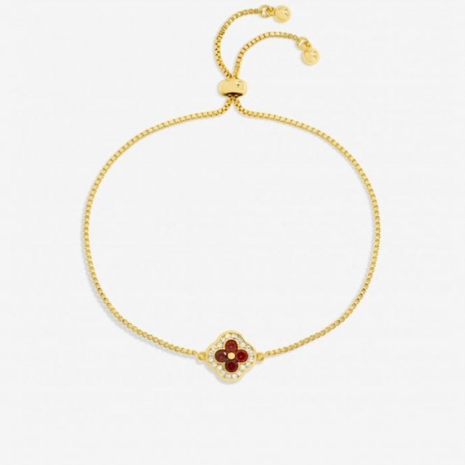 jon richard Jon Richard 14K Gold Plated and Ruby Clover Toggle Bracelet