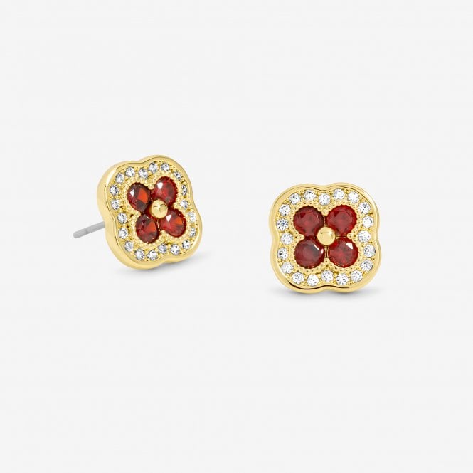 jon richard Jon Richard 14K Gold Plated Crystal and Ruby Clover Studs