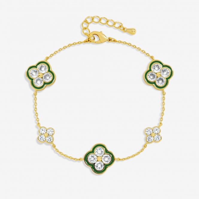 jon richard Jon Richard 14K Gold Plated Pave and Emerald Clover Bracelet