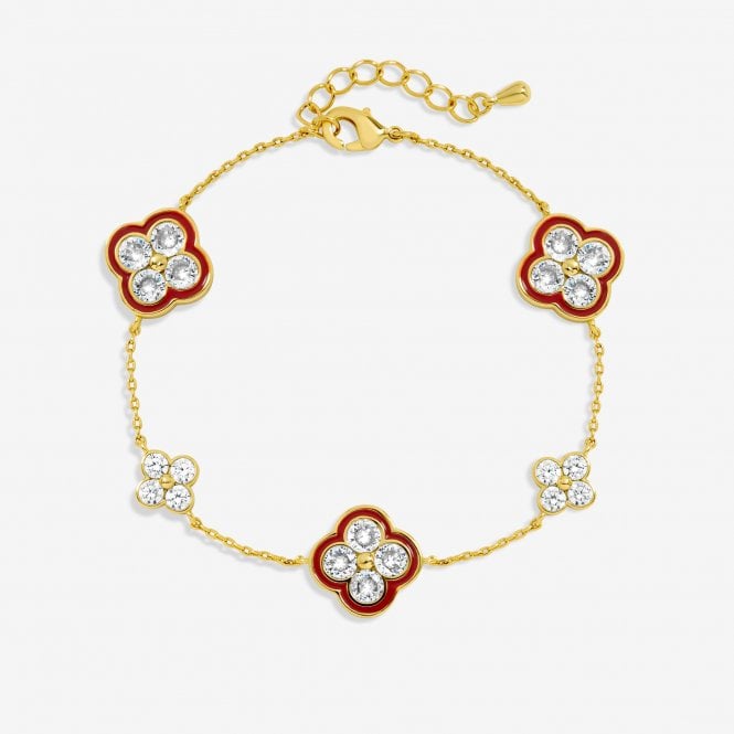 jon richard Jon Richard 14K Gold Plated Pave and Red Clover Bracelet