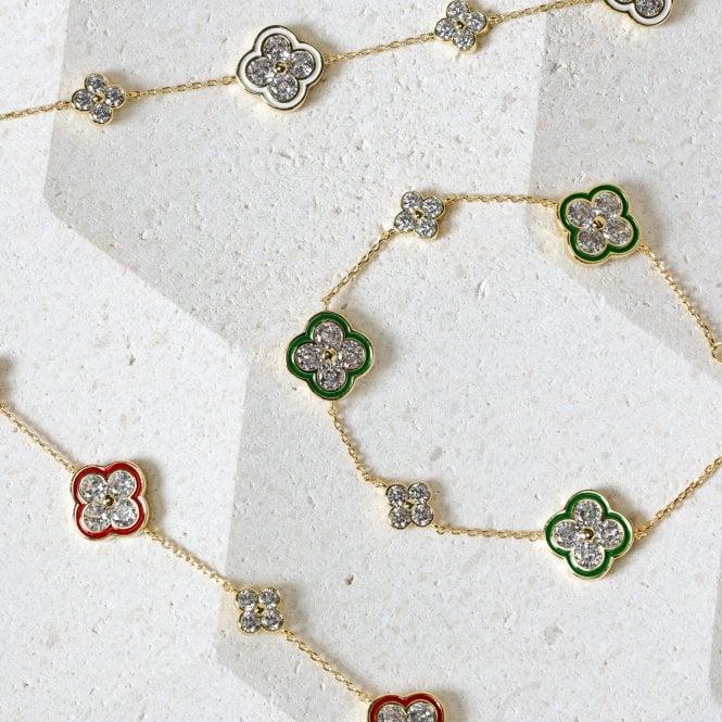 Jon Richard Jon Richard 14K Gold Plated Pave And White Clover Bracelet