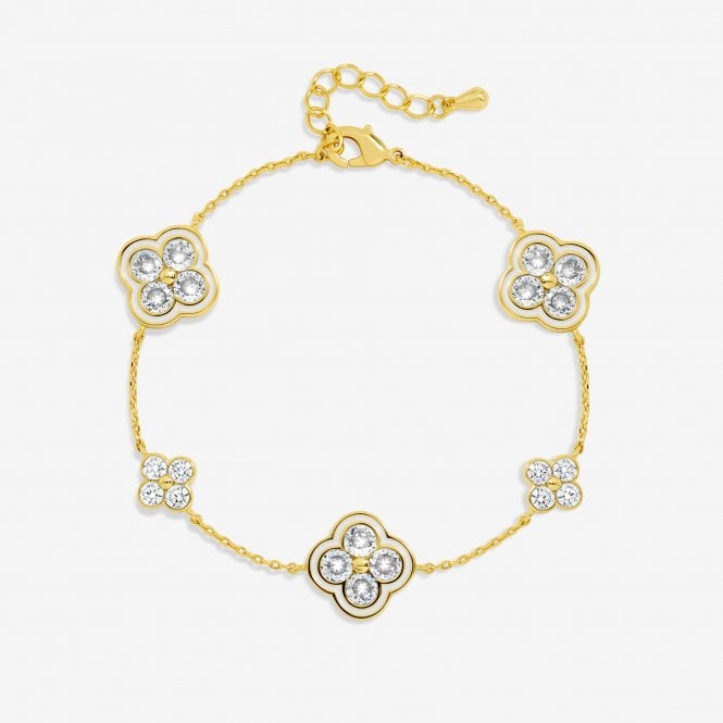 jon richard Jon Richard 14K Gold Plated Pave and White Clover Bracelet
