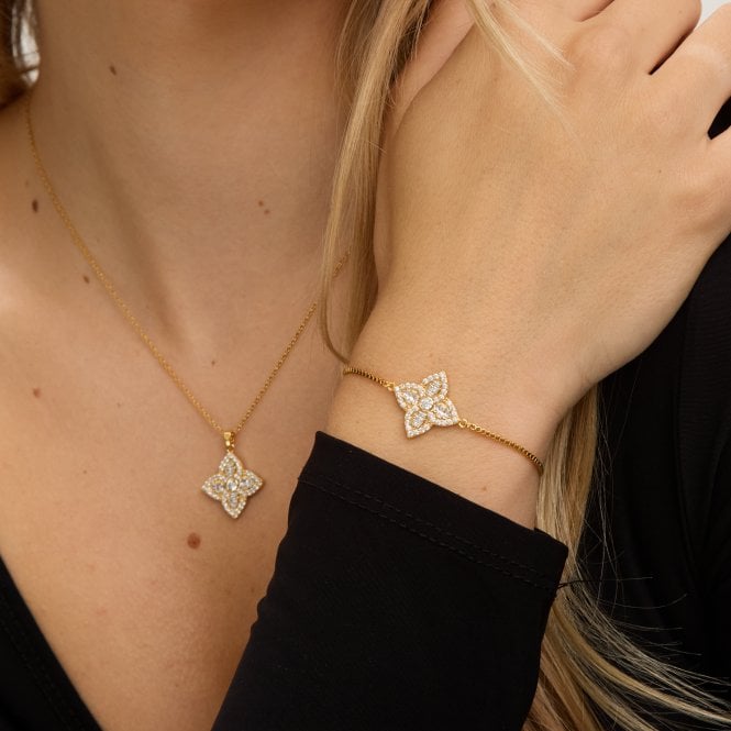 Jon Richard Jon Richard 18ct Gold Plated And Crystal Clover Bracelet