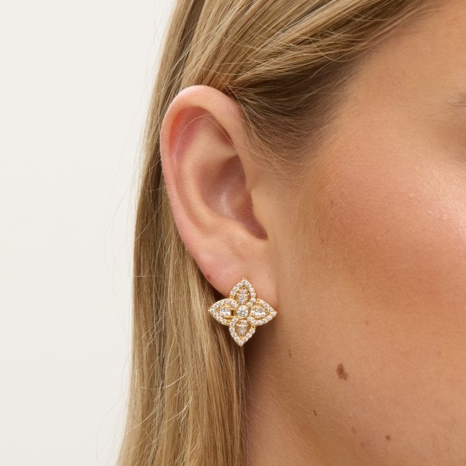 Jon Richard Jon Richard 18ct Gold Plated And Crystal Clover Earrings