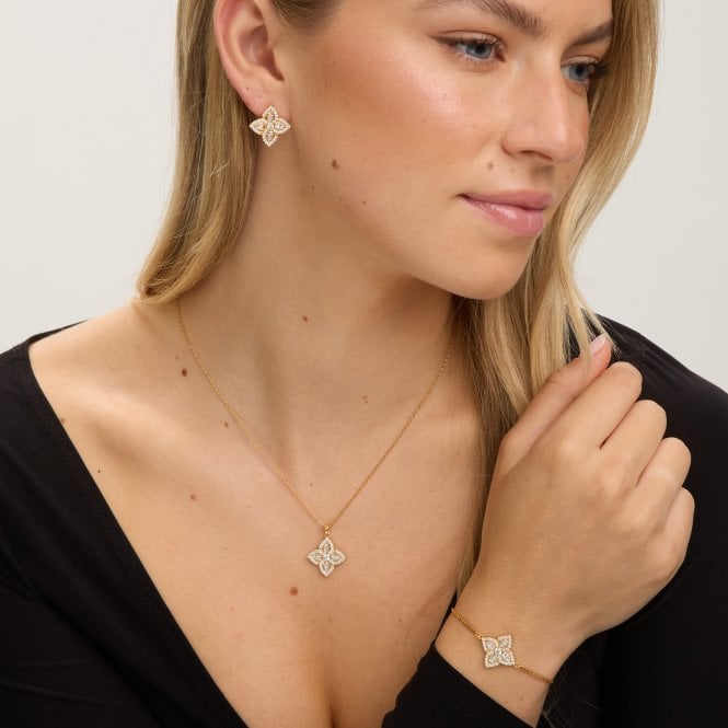 Jon Richard Jon Richard 18ct Gold Plated And Crystal Clover Earrings