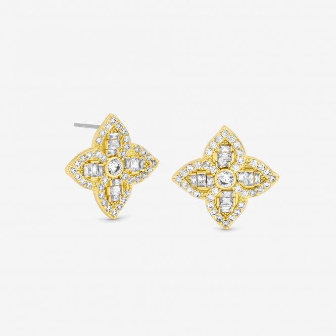 jon richard Jon Richard 18ct Gold Plated and Crystal Clover Earrings jon richard Jon Richard 18ct Gold Plated and Crystal Clover Earrings