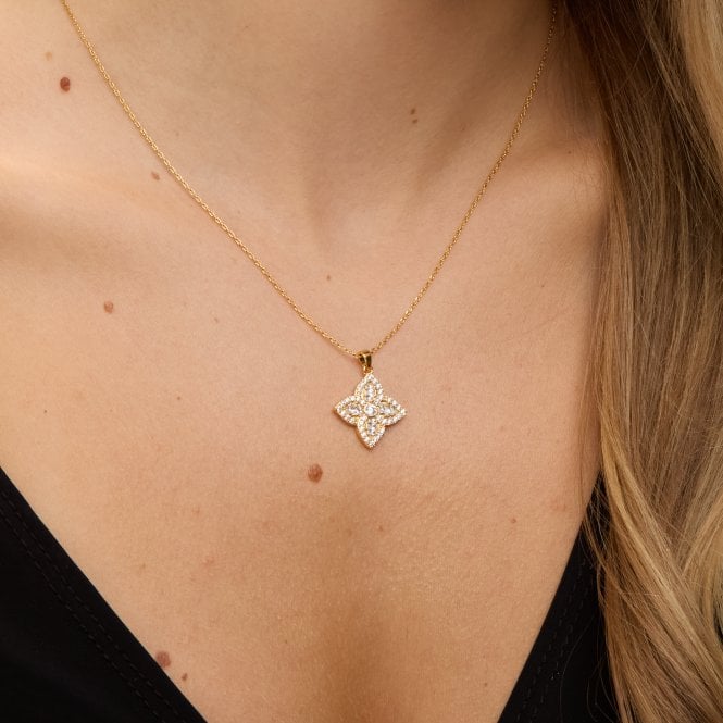 Jon Richard Jon Richard 18ct Gold Plated And Crystal Clover Necklace