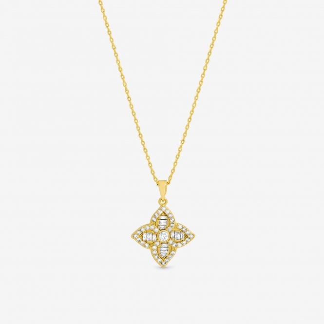 jon richard Jon Richard 18ct Gold Plated and Crystal Clover Necklace jon richard Jon Richard 18ct Gold Plated and Crystal Clover Necklace