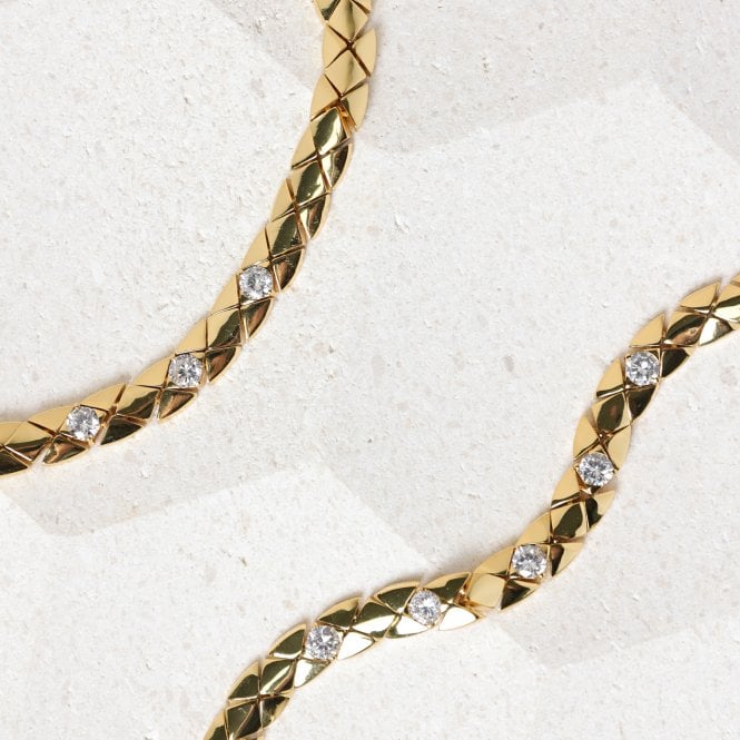 Jon Richard Jon Richard 18ct Gold Plated And Crystal Flat Chain Bracelet