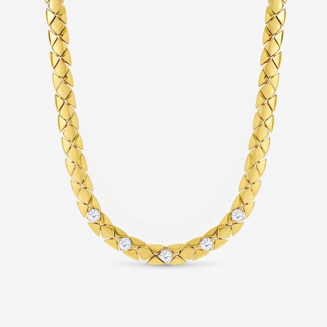 Jon Richard Jon Richard 18ct Gold Plated And Crystal Flat Chain Necklace