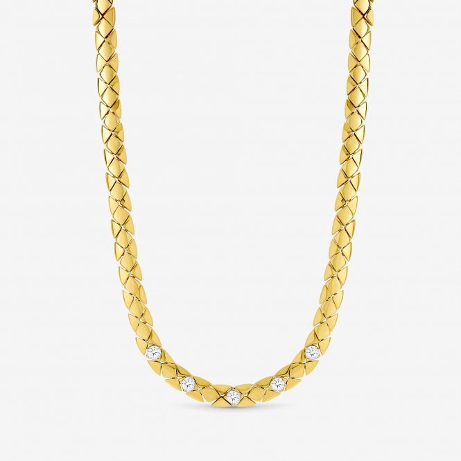 jon richard Jon Richard 18ct Gold Plated and Crystal Flat Chain Necklace