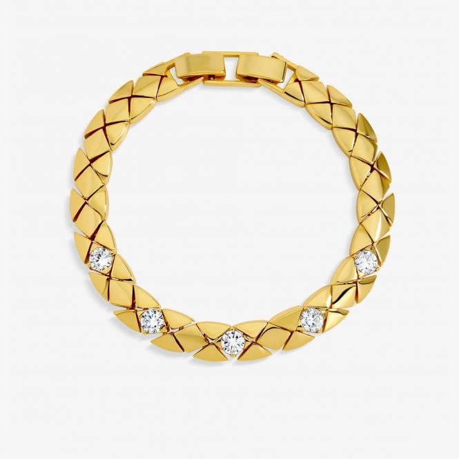 jon richard Jon Richard 18ct Gold Plated and Crystal Flat Chain Bracelet