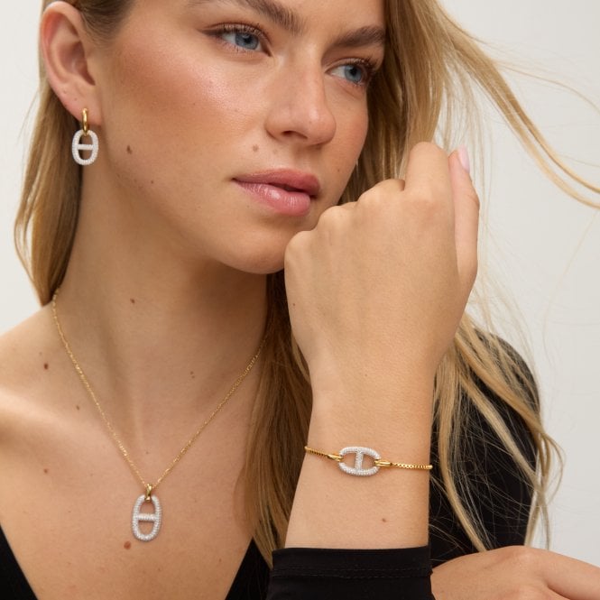 Jon Richard Jon Richard 18ct Gold Plated And Crystal Toggle Bracelet