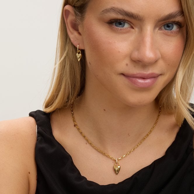 Jon Richard Jon Richard 18ct Gold Plated And Cubic Zirconia Heart Hoop Earrings