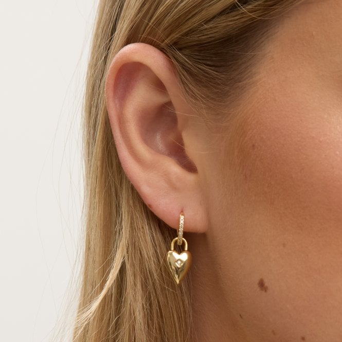 Jon Richard Jon Richard 18ct Gold Plated And Cubic Zirconia Heart Hoop Earrings