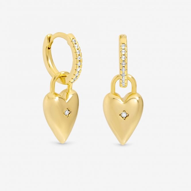 jon richard Jon Richard 18ct Gold Plated and Cubic Zirconia Heart Hoop Earrings
