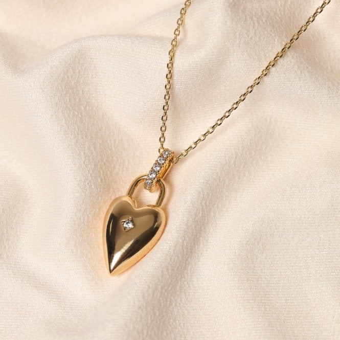Jon Richard Jon Richard 18ct Gold Plated And Cubic Zirconia Heart Pendant