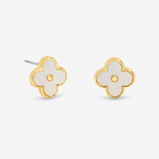 Jon Richard Jon Richard 18ct Gold Plated And Mother Of Pearl Clover Earrings - Hanging Heart