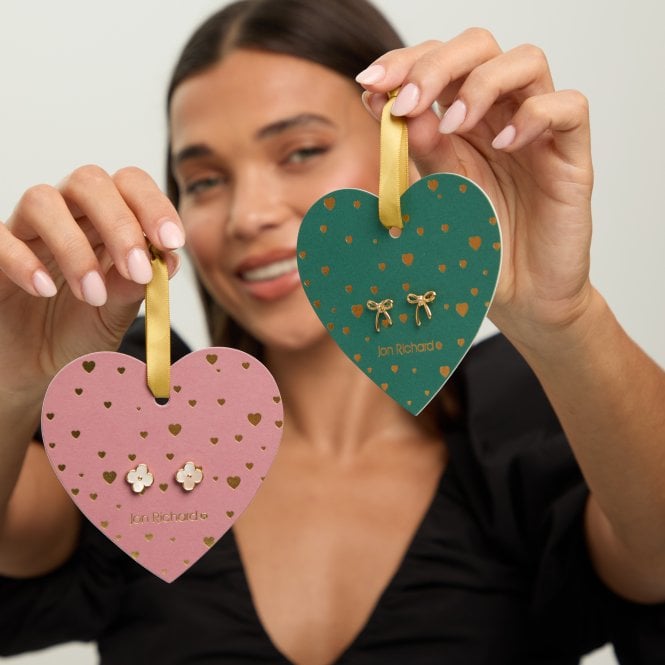 Jon Richard Jon Richard 18ct Gold Plated And Mother Of Pearl Clover Earrings - Hanging Heart