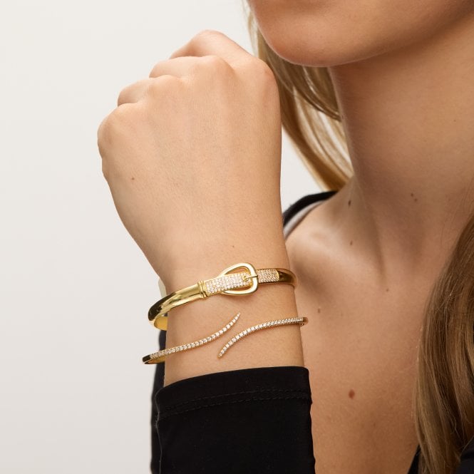 Jon Richard Jon Richard 18ct Gold Plated And Pave Buckle Bangle